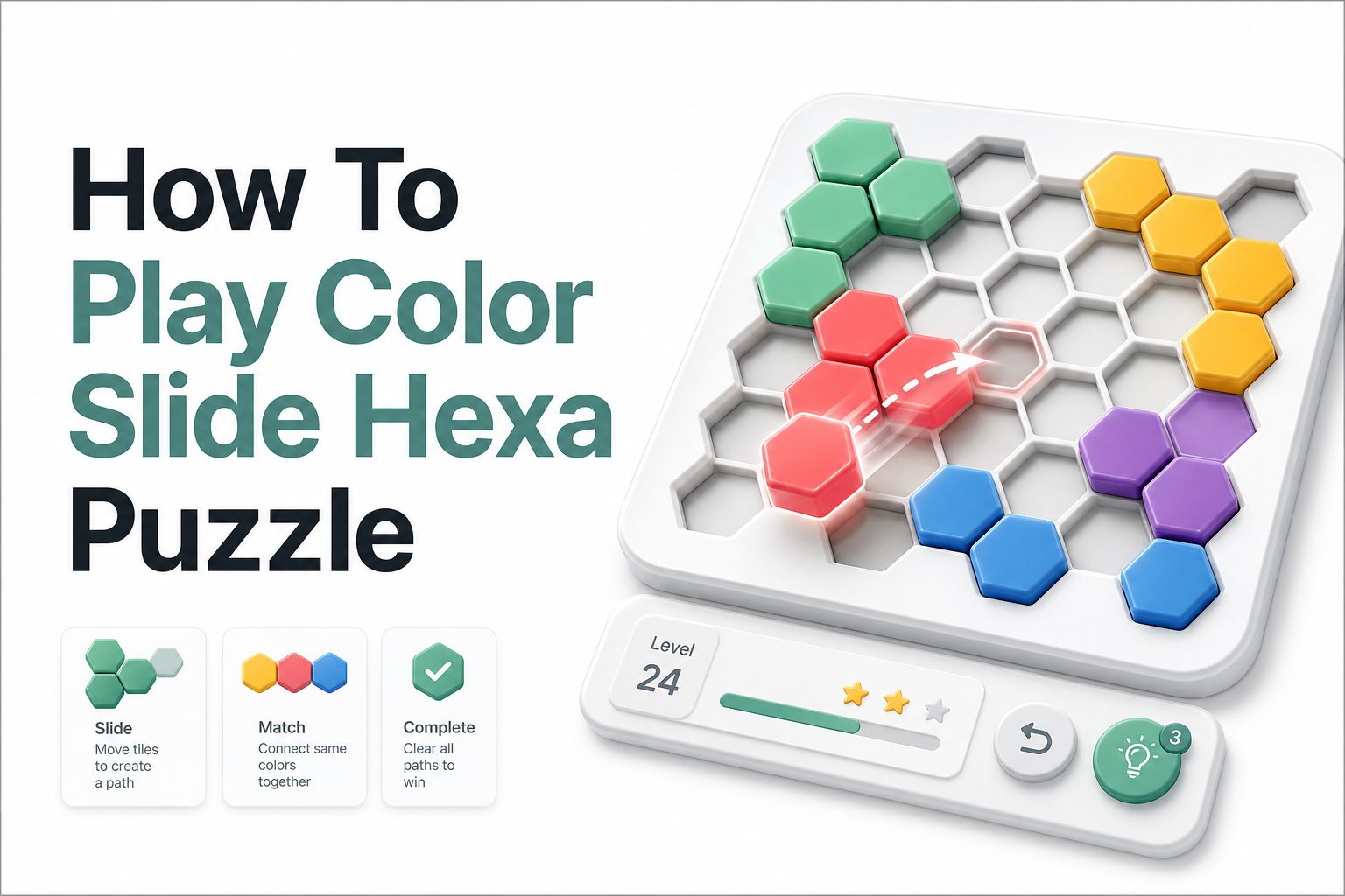 Color Slide Hexa Puzzle game board with hexagon tiles and sliding color paths